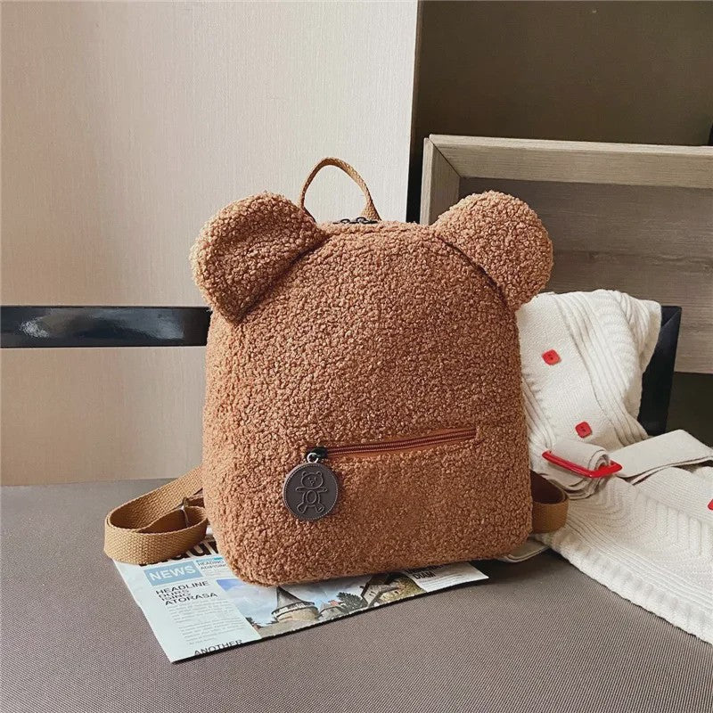 Schattige Kinderrugzak met Berenoren - Zacht Lamswol Fleece