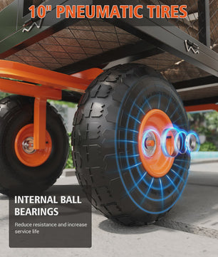 Robuuste Stalen Tuinwagen - 400kg Laadvermogen, Afneembare Zijden, All-Terrain Wielen