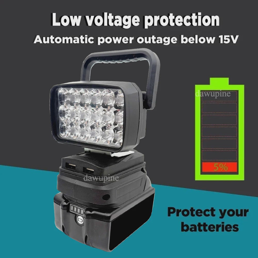 Draagbare 18W LED Werkspot met USB Powerbank voor Makita 18V Batterijen