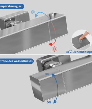 Thermostatische Douchekraan Wandmontage met Anti-Verbrandingsbeveiliging (38°C) - Messing