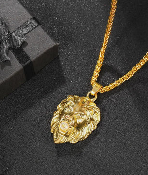 Gouden Leeuwenkop Hanger Ketting voor Mannen - Stijlvolle Hip Hop & Rock Sieraden