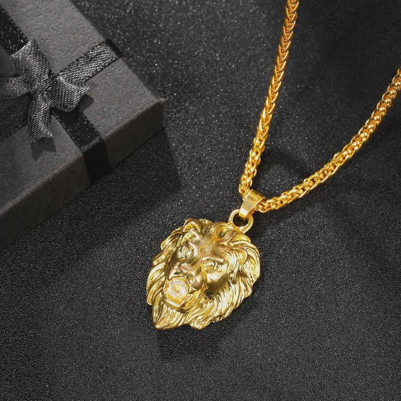 Gouden Leeuwenkop Hanger Ketting voor Mannen - Stijlvolle Hip Hop & Rock Sieraden