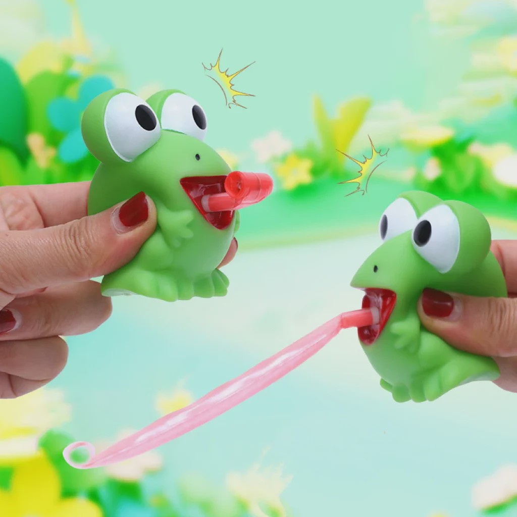 Grappig Fidget Speelgoed: Knijp Kikker of Dino met Uitsteek Tong