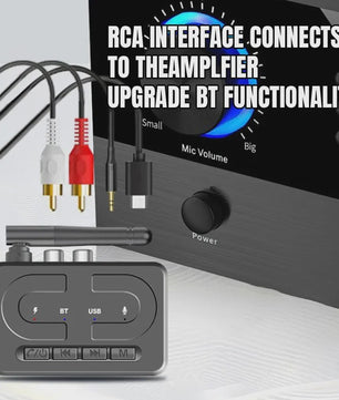 Bluetooth 6.0 Audio Receiver: Draadloze Muziek & HD Calls voor Auto, Speaker & Versterker via USB/AUX/RCA