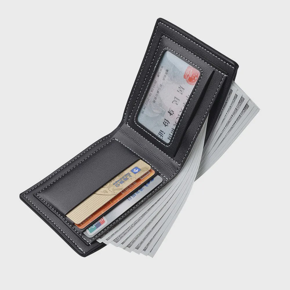 Stijlvolle Heren Portemonnee van PU Leer - Dun, Vouwbaar & Creditcardhouder