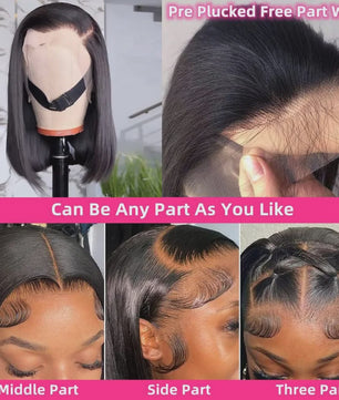 Dames Bob Pruik van Menselijk Haar - 13x4 HD Lace Front, Pre-Plucked, Glueless, met Baby Hair