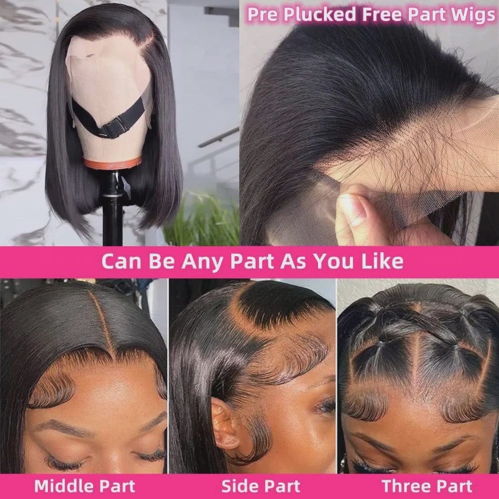 Dames Bob Pruik van Menselijk Haar - 13x4 HD Lace Front, Pre-Plucked, Glueless, met Baby Hair