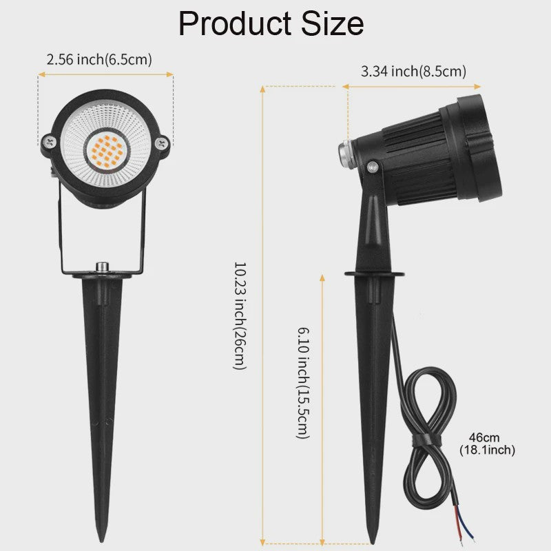 Waterdichte LED Tuinspot 7W Warm Wit met Grondspies - IP65 Buitenverlichting