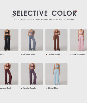 Dames Sportset: Sneldrogende Yoga Top met U-hals en Bell-Bottoms