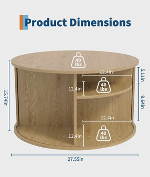 Ronde Salontafel met Verborgen Opbergruimte - Mid-Century Modern Design