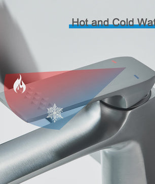 Moderne Wastafelkraan Messing - Enkel Hendel Mixer - Warm & Koud Water