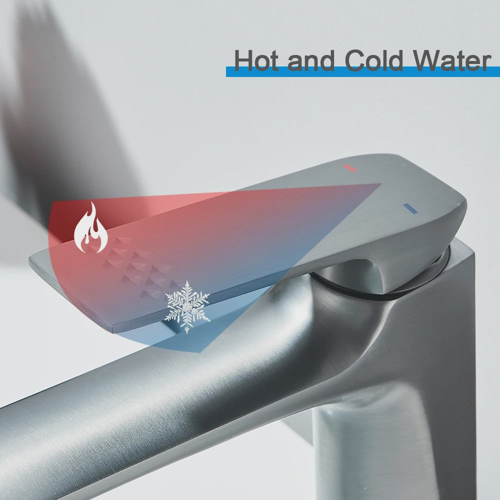 Moderne Wastafelkraan Messing - Enkel Hendel Mixer - Warm & Koud Water