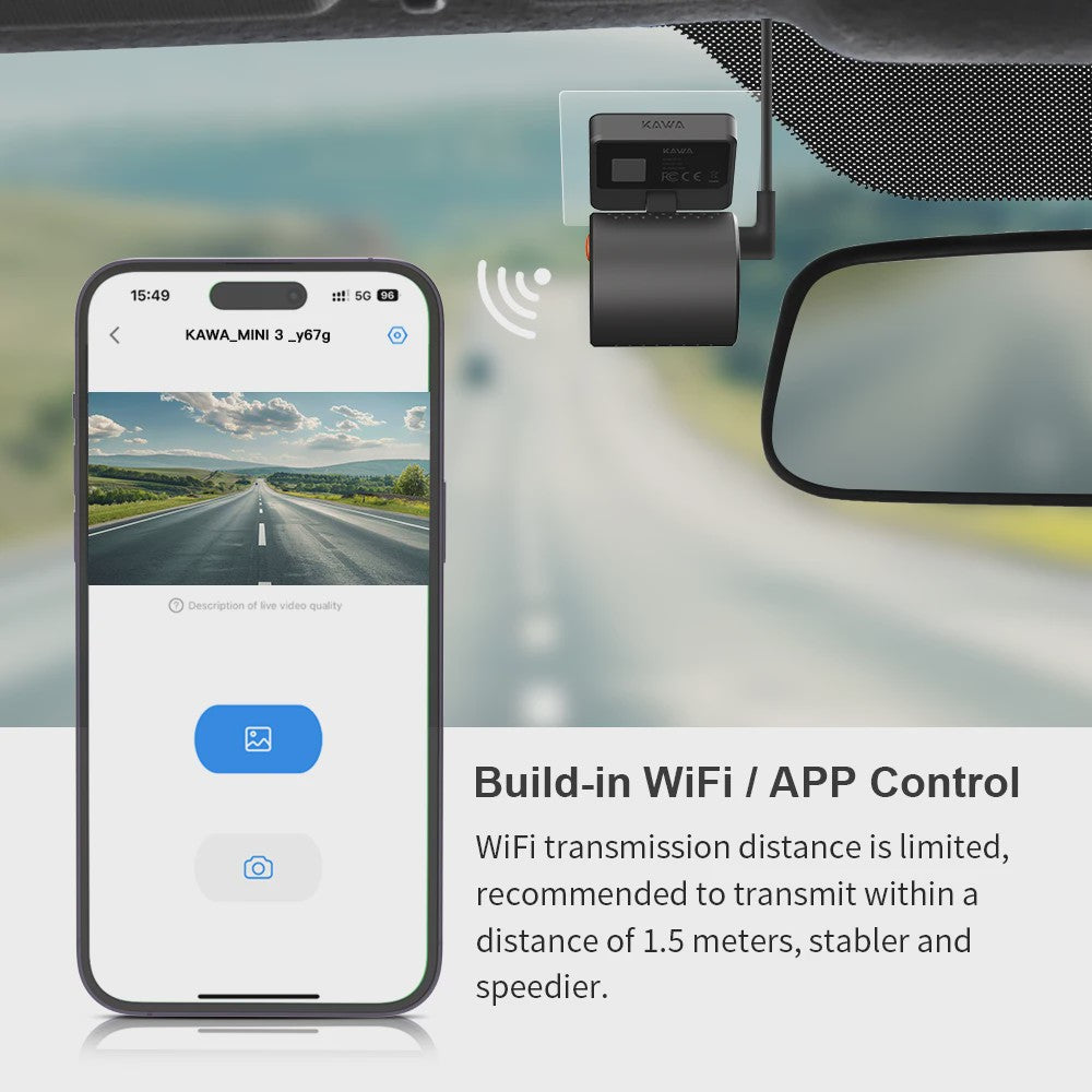 KAWA MINI 3 Dashcam: 2K QHD, Spraakbesturing, WiFi & Nachtzicht