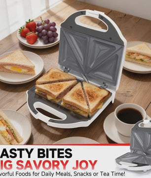 Compacte Tosti- en Panini-grill met Keramische Coating - 2 Sneetjes