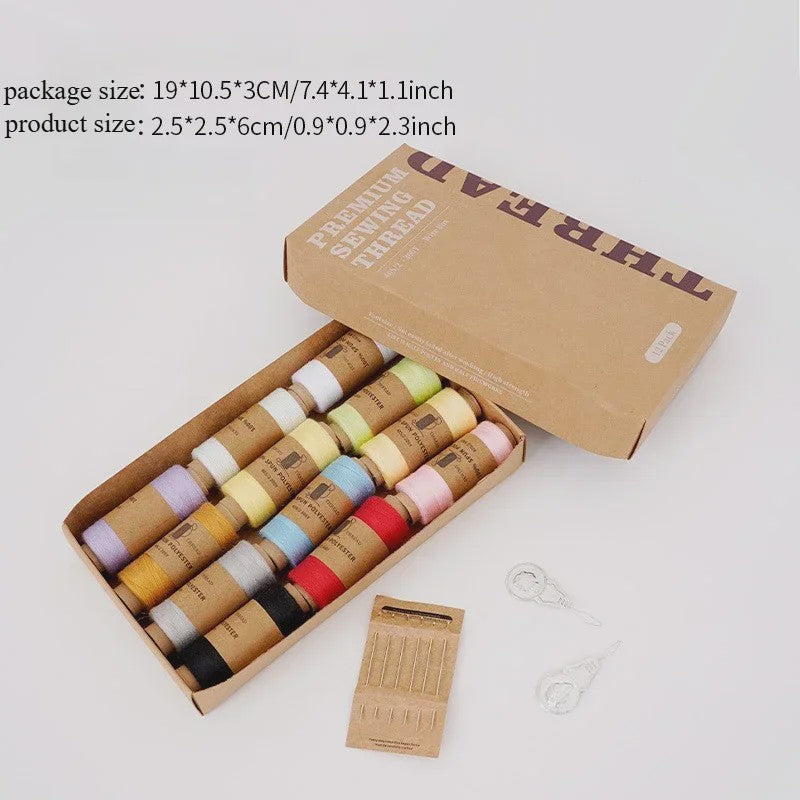 Garen Set met Naalden - 12/18/24 Kleuren Polyester Garen voor Handwerken en Kledingreparatie