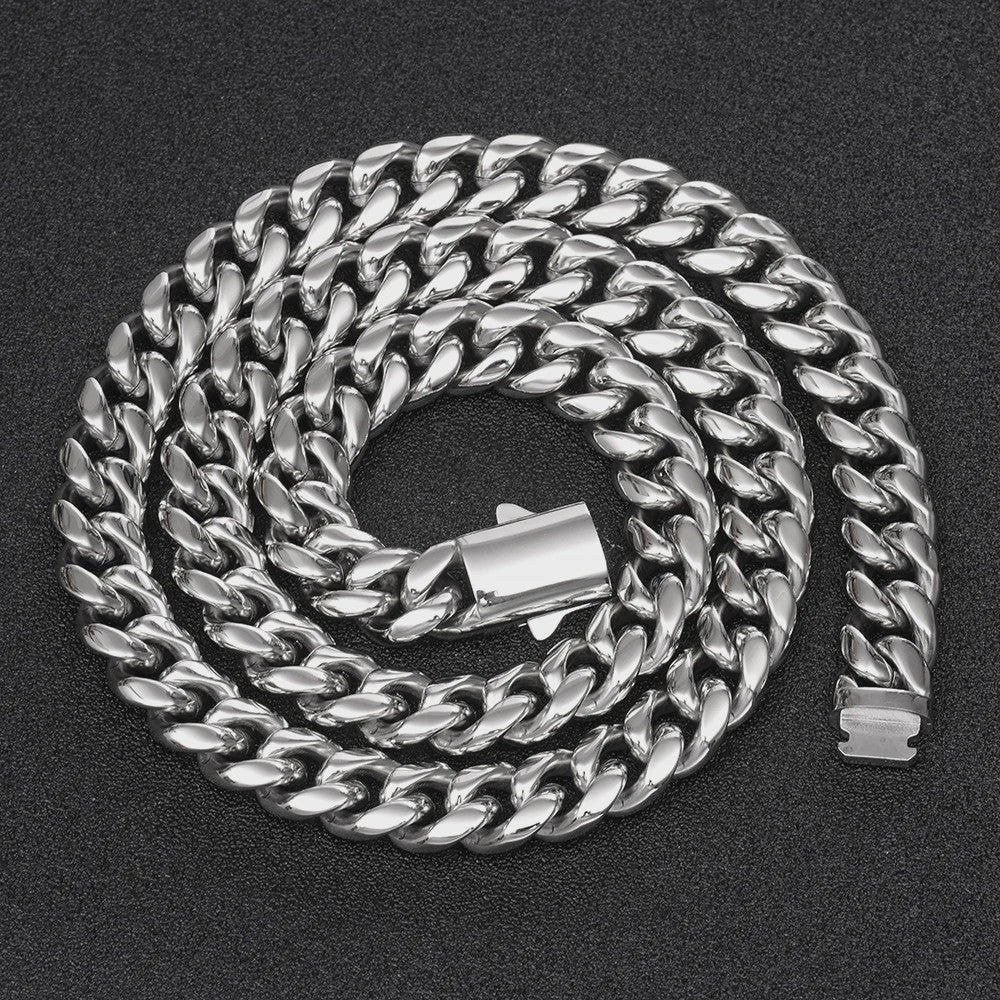 Zilverkleurige Roestvrij Staal Cubaanse Miami Link Ketting (6mm-14mm)