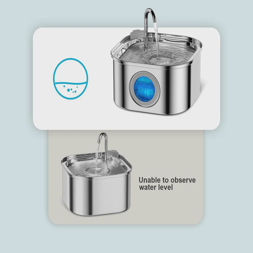 RVS Automatische Drinkfontein 3.2L voor Katten & Honden met Zichtvenster