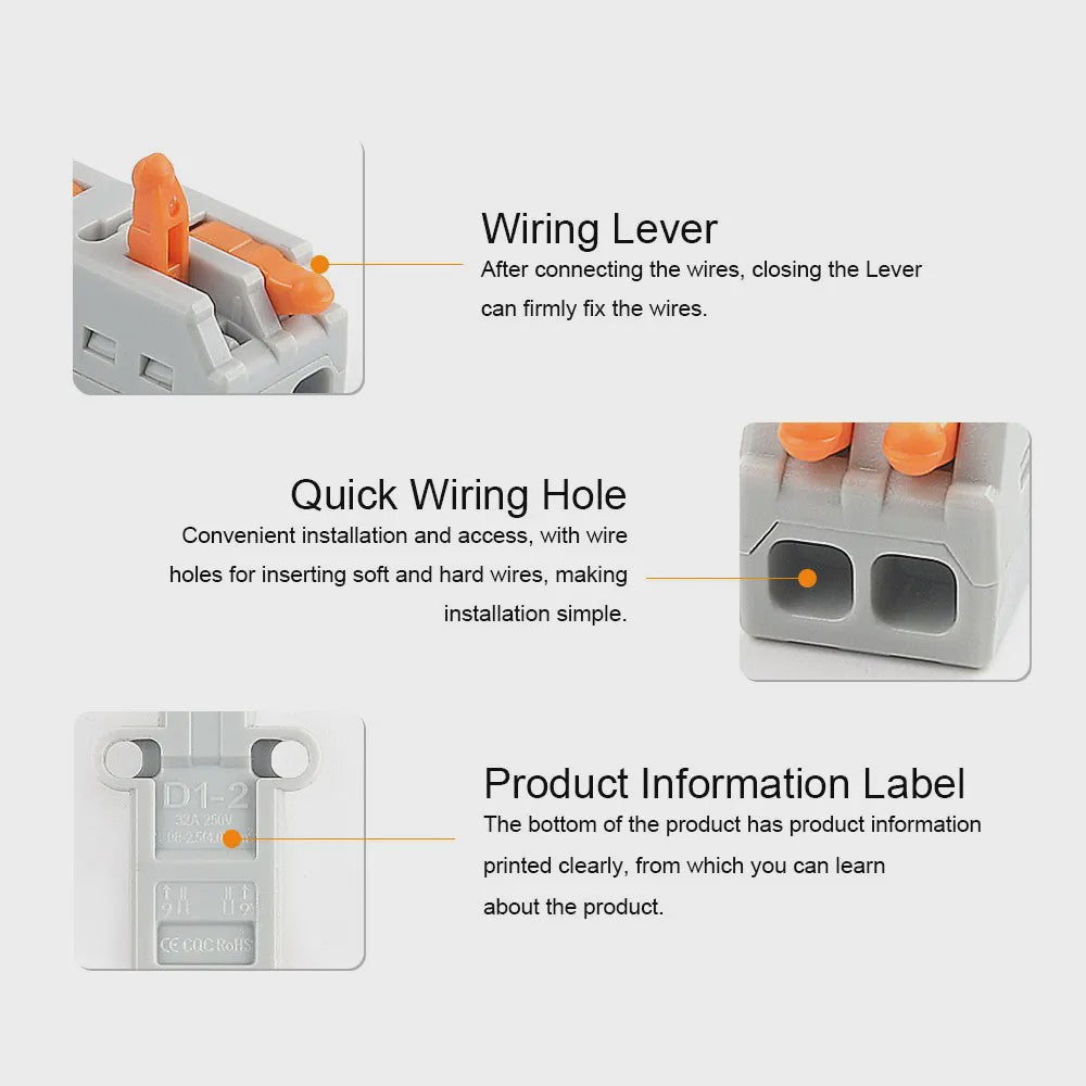 Compacte Snelklemmen voor Elektrische Bedrading - Universele Koppelblokken met Hendel (10/50 Stuks)