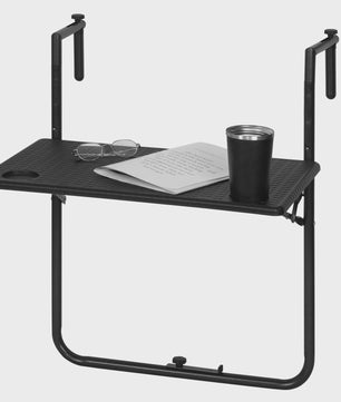 Opklapbare Balkontafel - Hangend, Verstelbaar in Hoogte, Rotan Look - Ideaal voor Buiten