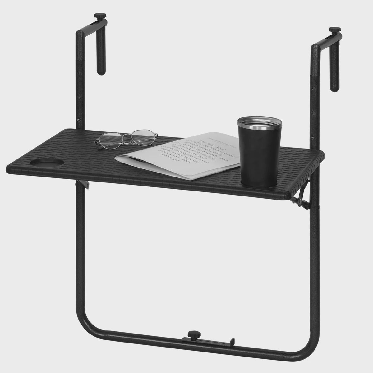 Opklapbare Balkontafel - Hangend, Verstelbaar in Hoogte, Rotan Look - Ideaal voor Buiten