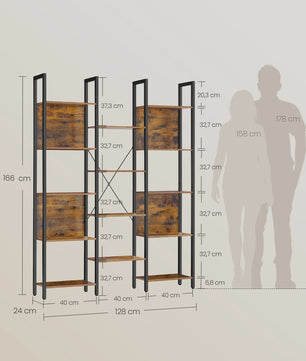Industriële Boekenkast met 14 Planken - Metalen Frame voor Woonkamer & Kantoor