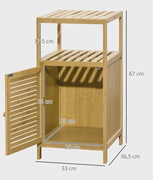Bamboe Badkamermeubel met Kastje en Open Planken - 33x36.5x67 cm