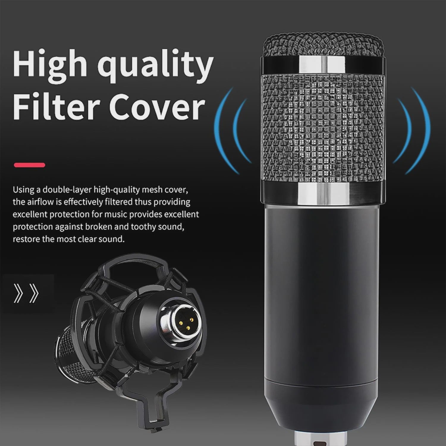 Professionele Livestream Microfoon Kit met Audio Interface, Arm en Popfilter