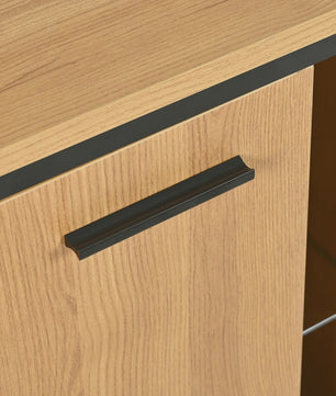 Modern Dressoir Zwart met Houtlook - 3 Lades & Opbergruimte