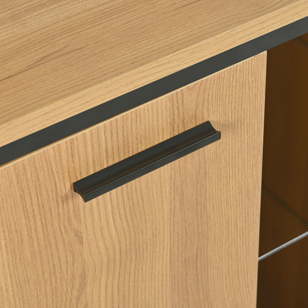 Modern Dressoir Zwart met Houtlook - 3 Lades & Opbergruimte