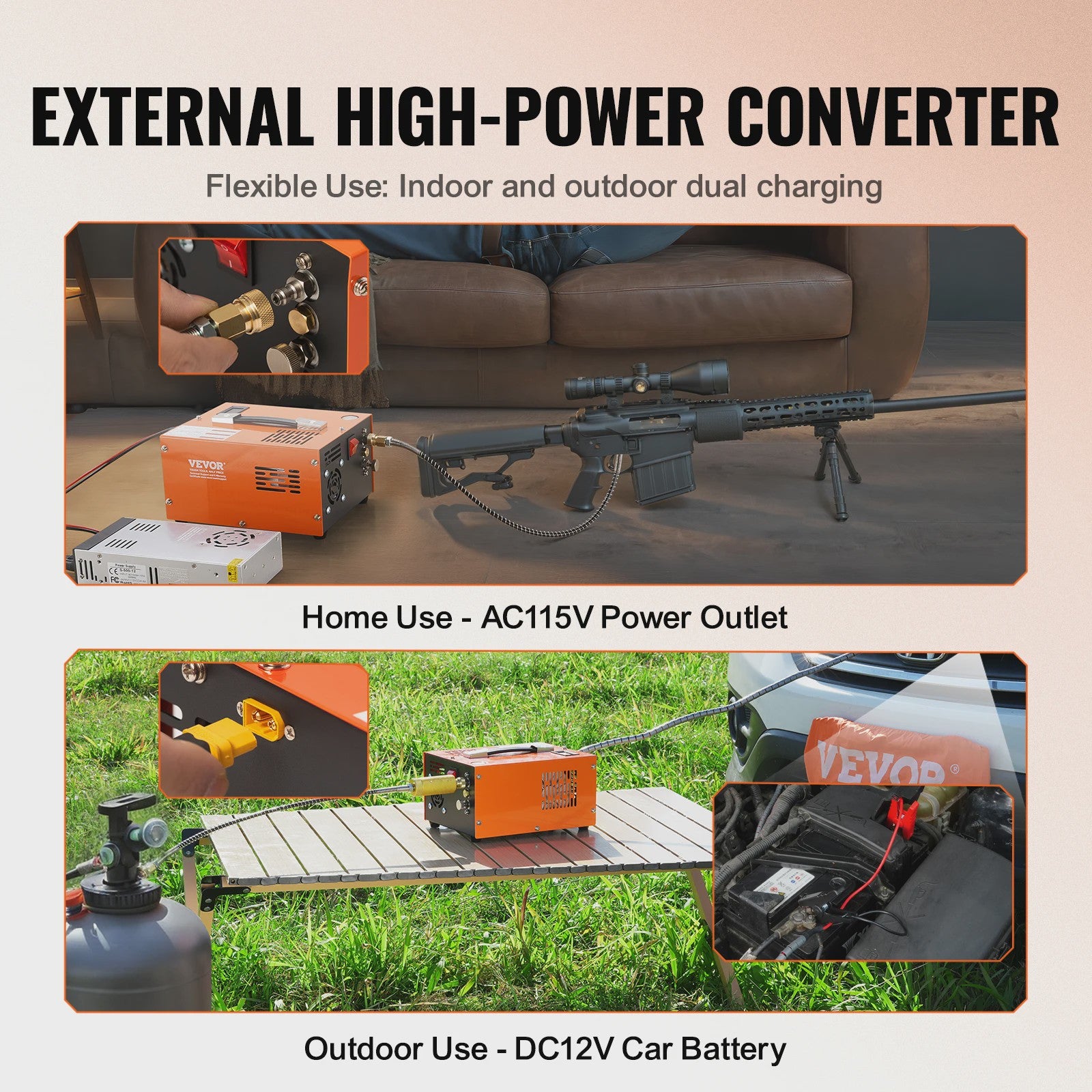 Draagbare PCP Air Compressor 4500PSI/30Mpa met Externe Converter