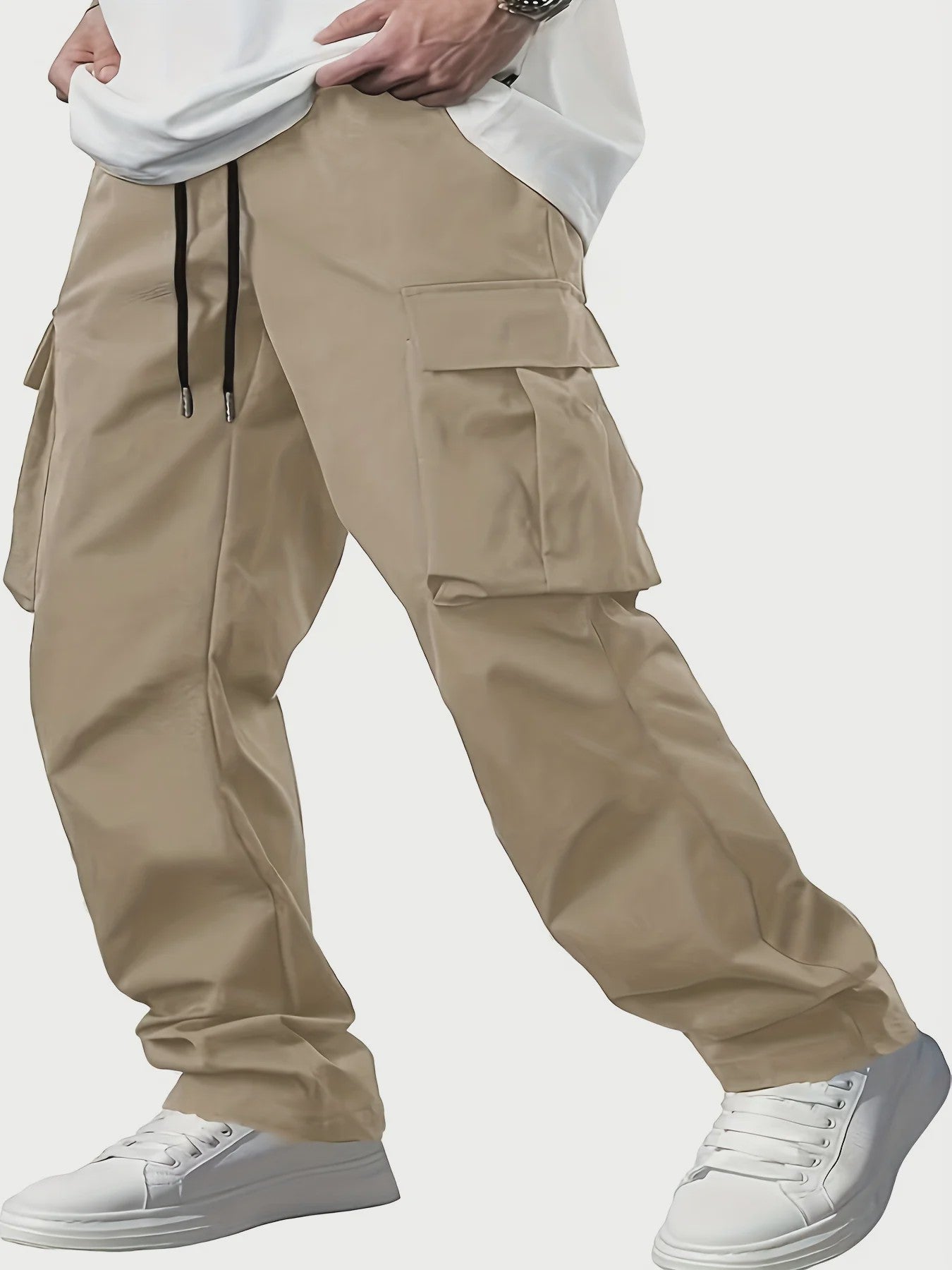 Herfst/Winter Heren Cargo Broek met Multi-Pocket en Tailleband