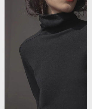Casual all-fit Pile neck cashmere knitwear Women's Fall/Winter loose-fitting base sweater with turtleneck with cardigan