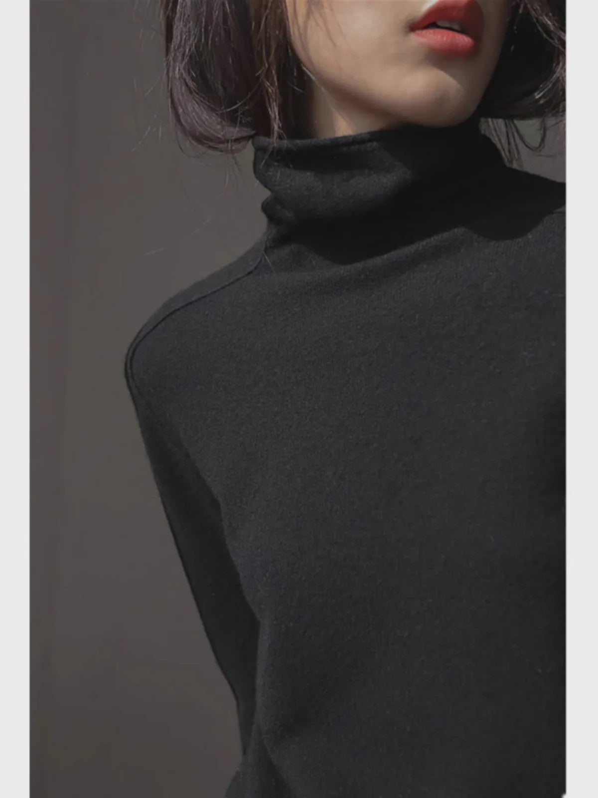 Casual all-fit Pile neck cashmere knitwear Women's Fall/Winter loose-fitting base sweater with turtleneck with cardigan