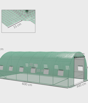 Outsunny Grote Tuinkas met Geïntegreerd Irrigatiesysteem - 6x3x2m - Groen