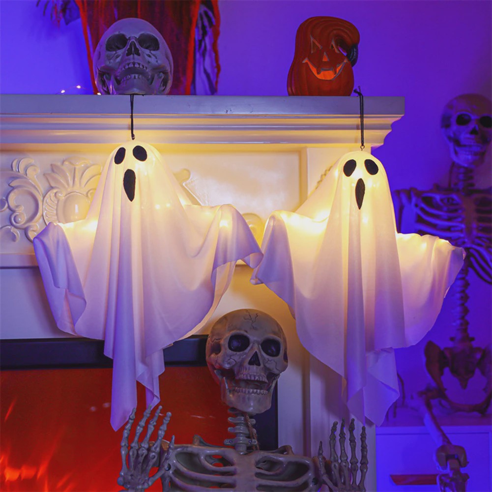 Halloween Hangende Spook met LED Verlichting - Spookachtige Decoratie voor Binnen en Buiten
