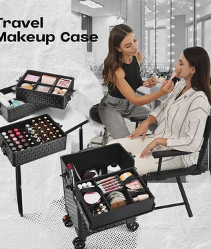 Professionele Make-up Koffer op Wielen - Extra Groot & Rolbaar