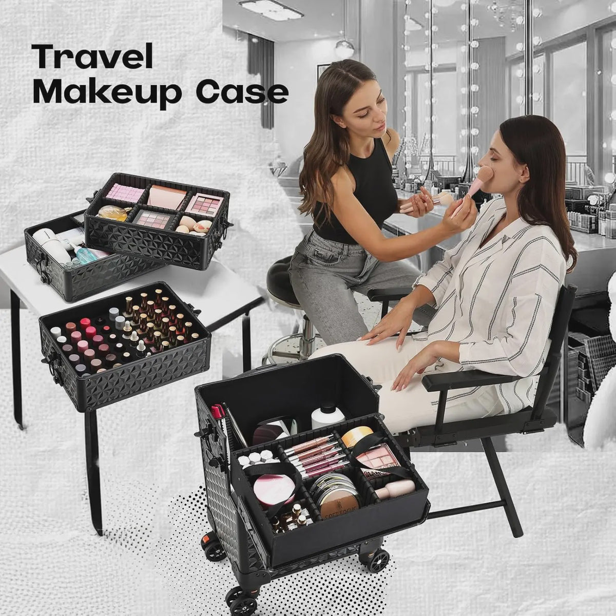 Professionele Make-up Koffer op Wielen - Extra Groot & Rolbaar