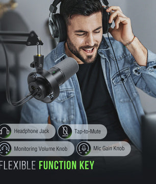 FIFINE K688 Dynamische Microfoon: USB/XLR, Touch-Mute, Volumeregeling & Koptelefoonaansluiting