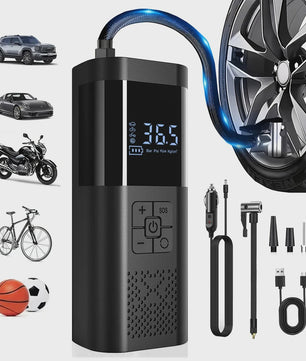 Draadloze Draagbare Bandenpomp met Drukmeter - Compacte Luchtcompressor voor Auto, Fiets & Meer