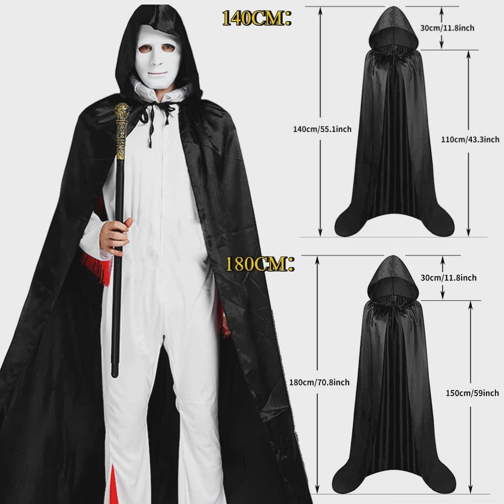 Unisex Kap met Capuchon - Lange Halloween Cape voor Kinderen en Volwassenen