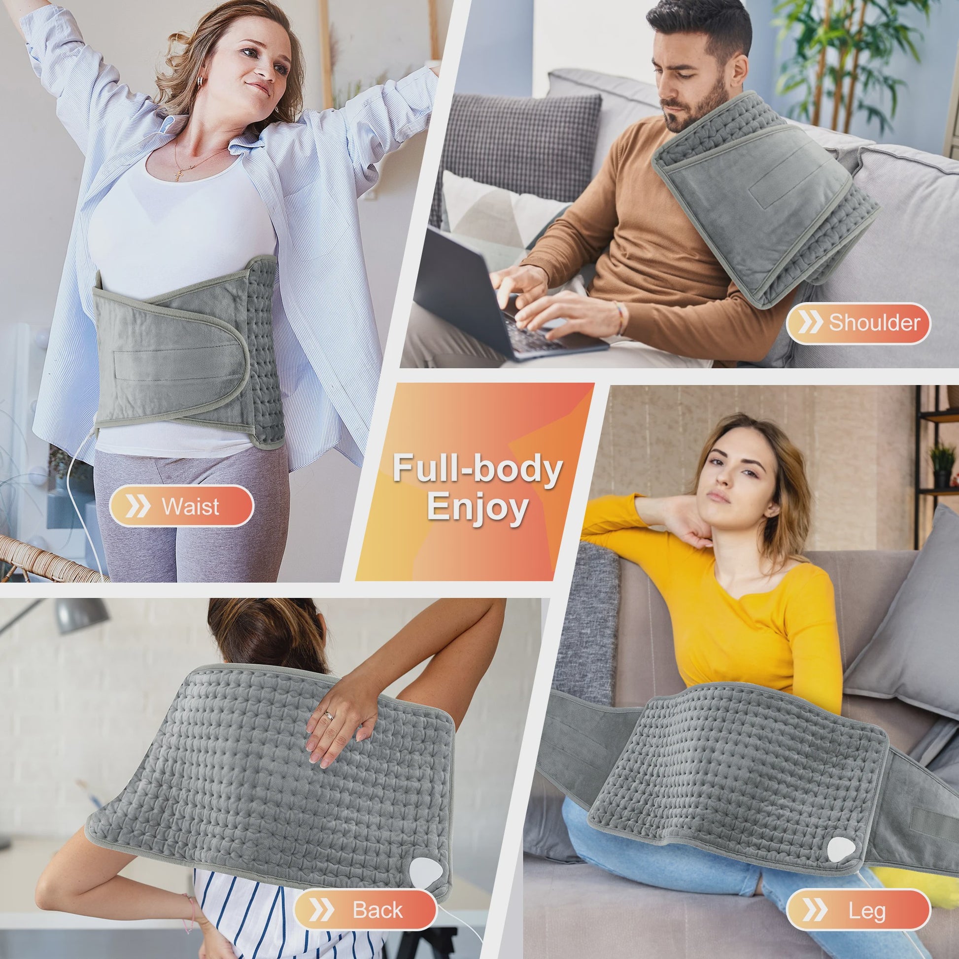 Elektrische Verwarmde Rugband met Verstelbare Temperatuur en Timer