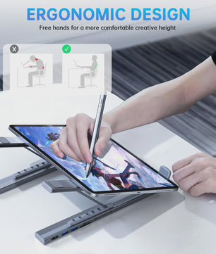 Verstelbare USB-C Laptop Stand met 7-in-1 Docking Station Hub