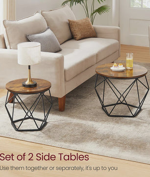 Set van 2 Ronde Salontafels - Modern Industrieel Design met Metalen Frame