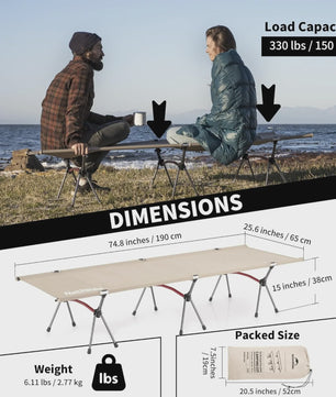 Naturehike Opvouwbaar Campingbed - Lichtgewicht, Verstelbare Hoogte, Draagbaar