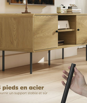 Moderne TV Meubel 120cm Eikenhout Look met Afgeronde Hoeken en Kabelmanagement - Geschikt voor TV's tot 55 Inch