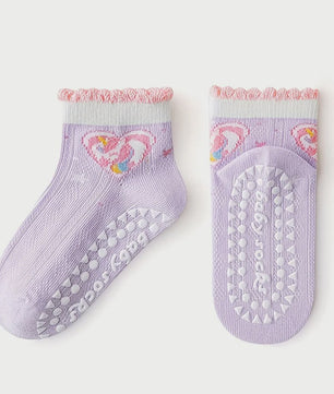 5 Paar Antislip Sokken Kinderen - Unicorn & Hartjes - Zacht & Comfortabel