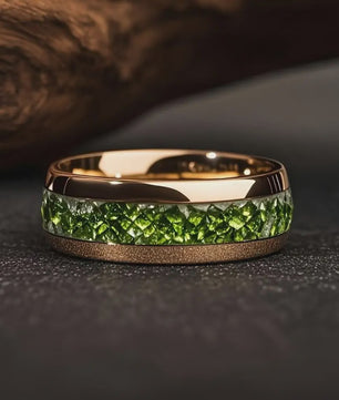 Luxe Groene Kristalstenen Ringen voor Mannen - 8mm Roestvrij Staal Trouwband