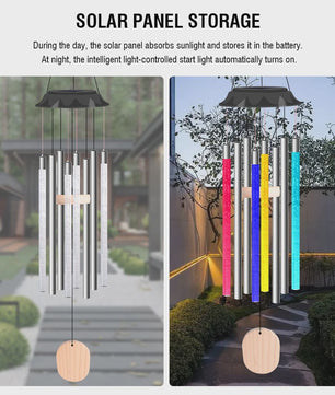 Zonne-energie LED Windgong met Kleurrijke Verlichting - Waterdicht Buiten Decoratie