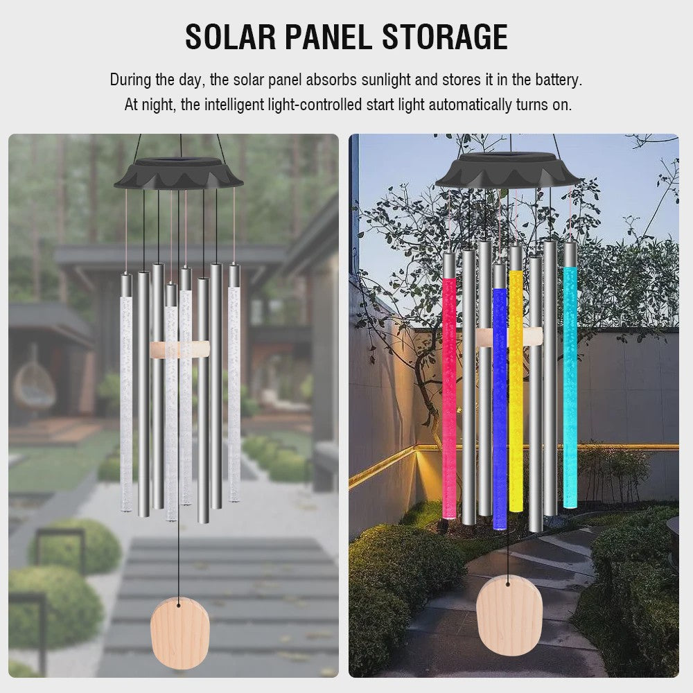 Zonne-energie LED Windgong met Kleurrijke Verlichting - Waterdicht Buiten Decoratie
