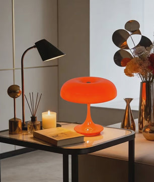 Moderne Oranje Mushroom Tafellamp met Touch Control - 3 Kleuren & Dimbaar